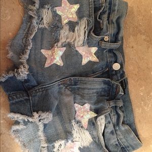 Denim Shorts with glitter stars